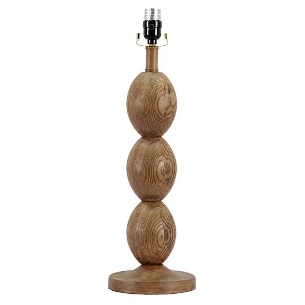 Found & Fable Walnut Wood Finish Stacked Medium Table Lamp Base, 22"