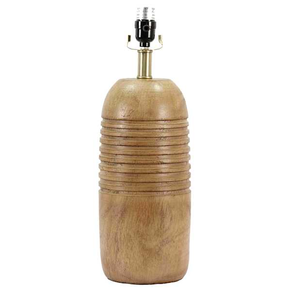 Found & Fable Wood Finish Ribbed Medium Table Lamp Base, 19"