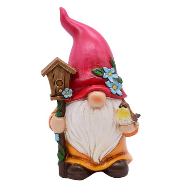 Red Gnome Outdoor Garden Statue, 6.1"