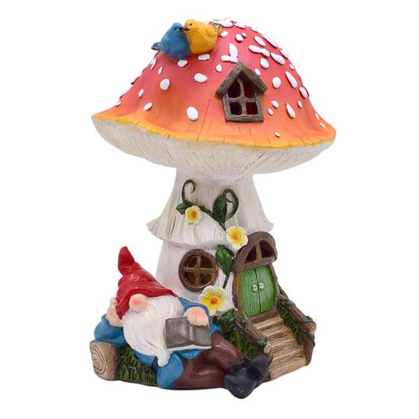 Solar Mushroom Outdoor Garden Statue, 11"