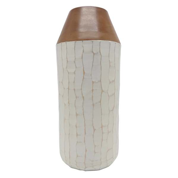 White Wood Two-Tone Vase, 14"