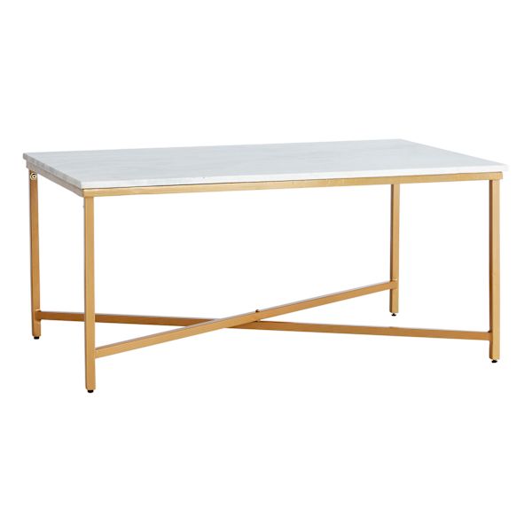 Crosby St. Isabella Gold Coffee Table with Marble Top