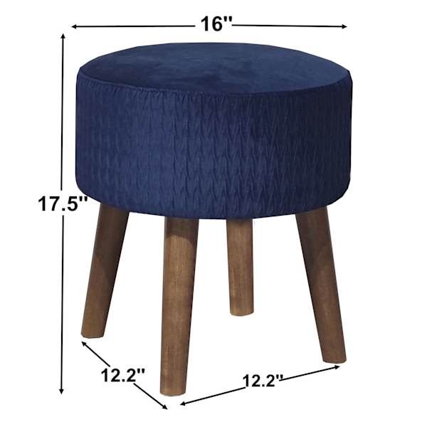 Emmy Stool with Dark Wooden Legs, Dark Blue