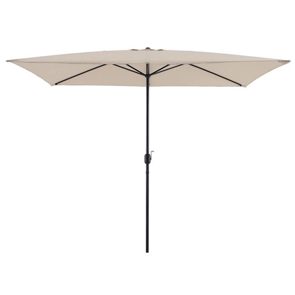 Tan Rectangle Crank Patio Umbrella, 6.5x10ft