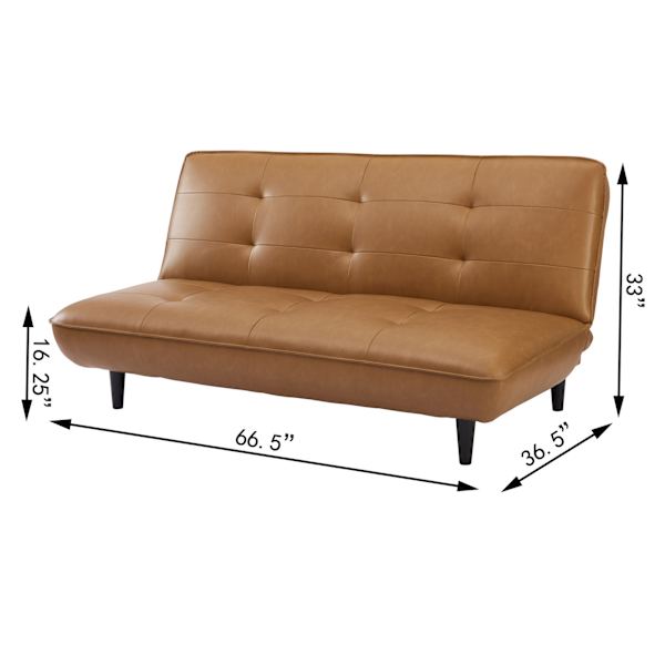 Honeybloom Wyatt Push Back Sofa, Cognac Faux Leather