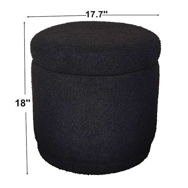 Crosby St. Neo Round Storage Ottoman, Black