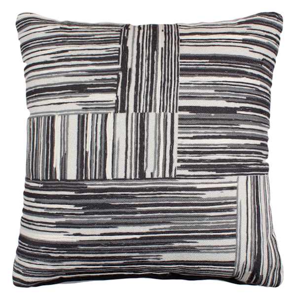 Crosby St. Black & White Grid Embroidered Square Outdoor Throw Pillow, 20"