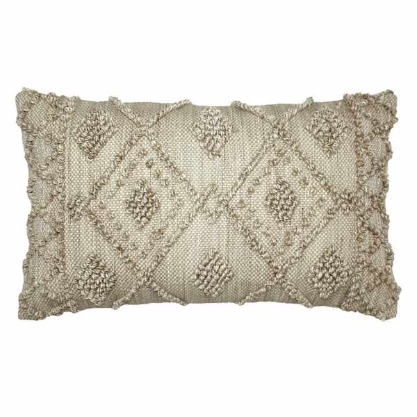 Tracey Boyd Tan Chunky Diamond Lumbar Outdoor Throw Pillow, 14x24
