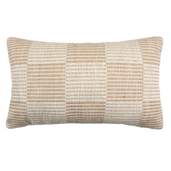 Honeybloom Tan Checkered Lumbar Outdoor Throw Pillow, 14x24