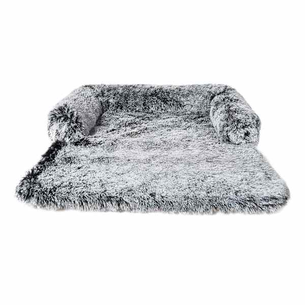 Grey Faux Fur Pet Couch Sofa, Extra Large