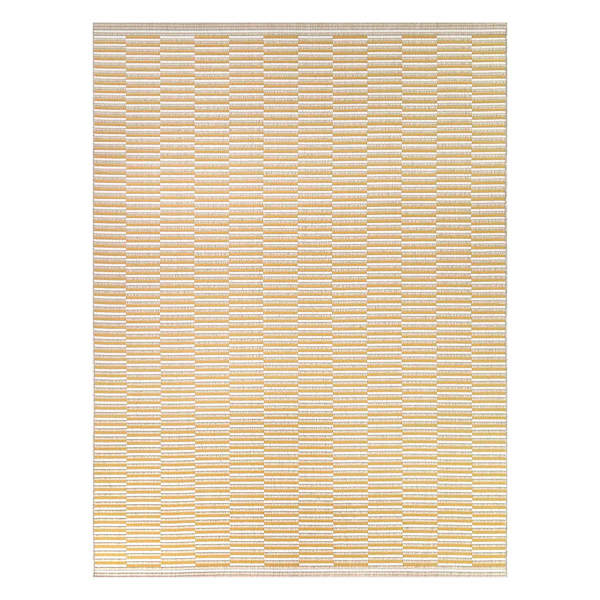 (E493) Honeybloom Daytona Yellow Broken Stripe Outdoor Area Rug, 8x10