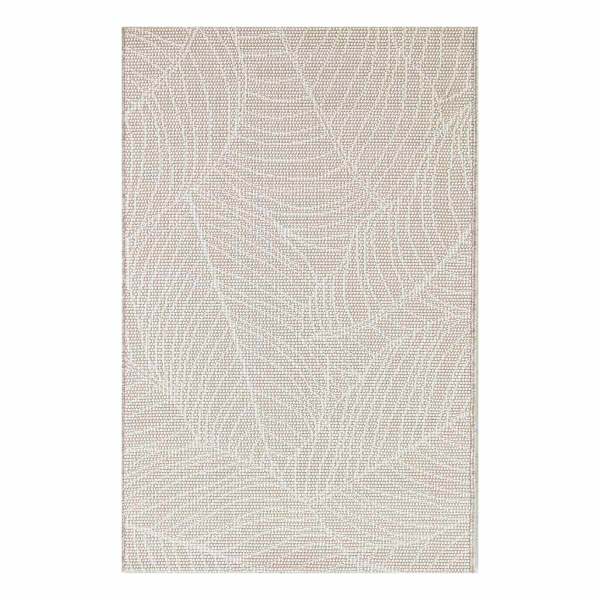 (E494) Found & Fable Cream Palm Bay Leaves Outdoor Accent Rug, 3x4