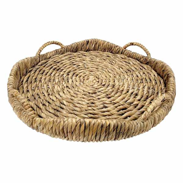 Natural Wicker Round Tray, 22"