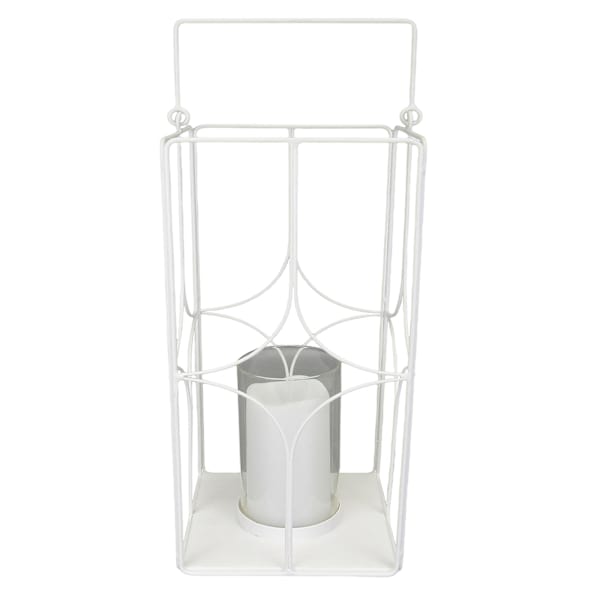 Providence White Metal Outdoor LED Lantern, 13"