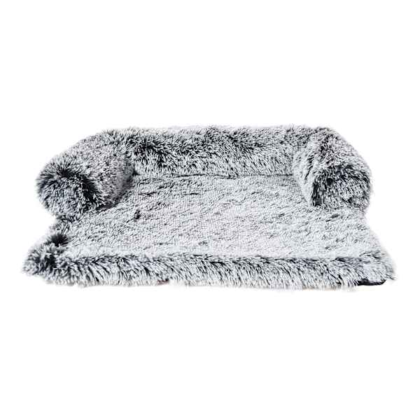 Grey Faux Fur Pet Couch Sofa, Medium