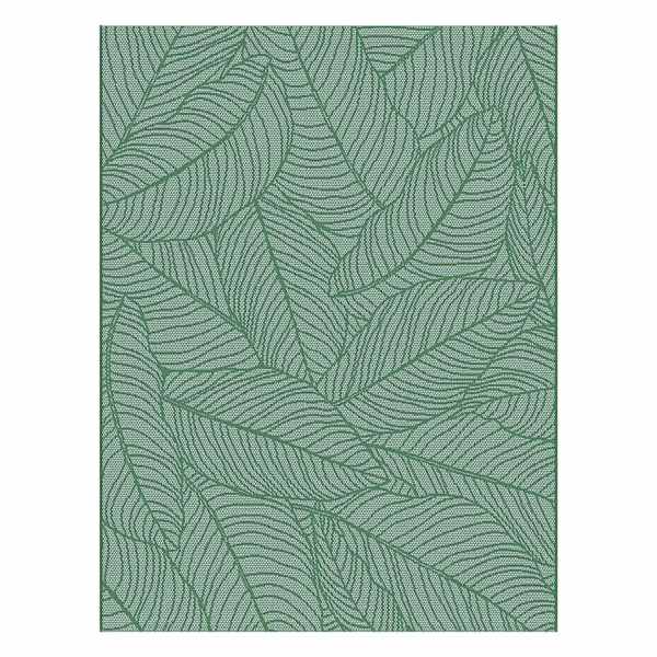 (E518) Found & Fable Teal Palm Bay Leaves Outdoor Area Rug, 8x10