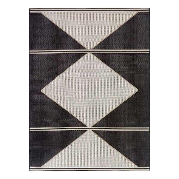 (E491) Crosby St. Fresno Black & Natural Diamond Outdoor Area Rug, 5x7