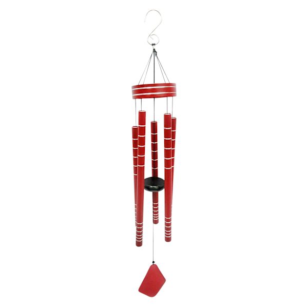 Silver Etched Red Metal Tube Wind Chime, 31"