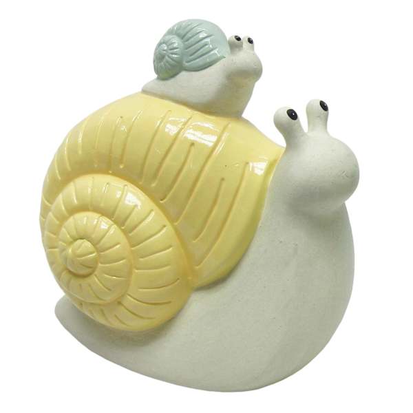 Yellow Terracotta Snail Outdoor Garden Statue, 7.5"