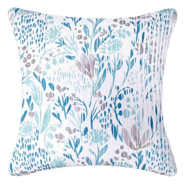 Aqua Blue Muted Garden Throw Pillow, 18"