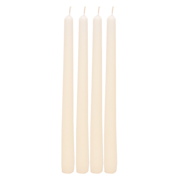 4-Pack Ivory Unscented Overdip Taper Candles, 10"