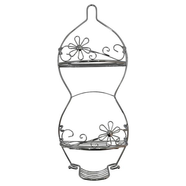 Grey Metal Floral Shower Caddy, 25.8"
