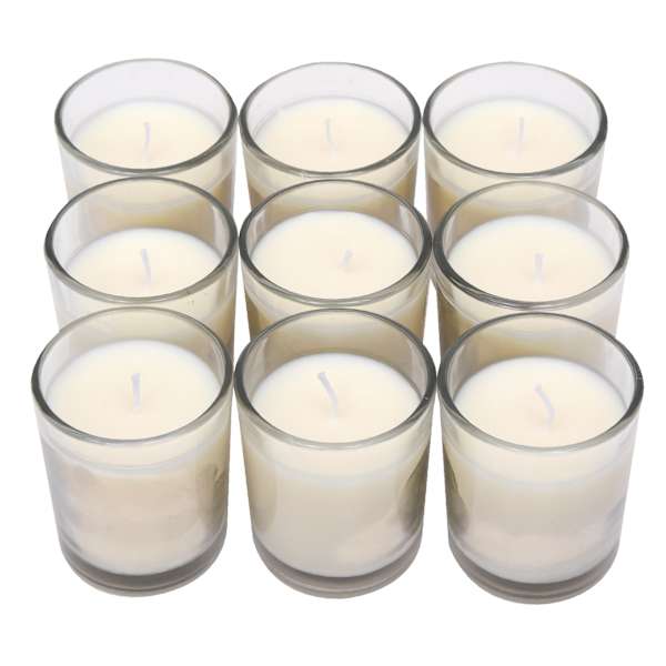 9-Pack Ivory Unscented Glass Votive Candles