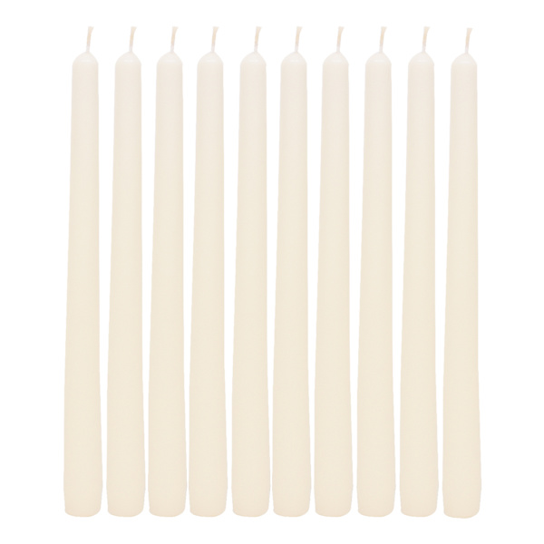 10-Pack Ivory Unscented Taper Candles, 10"