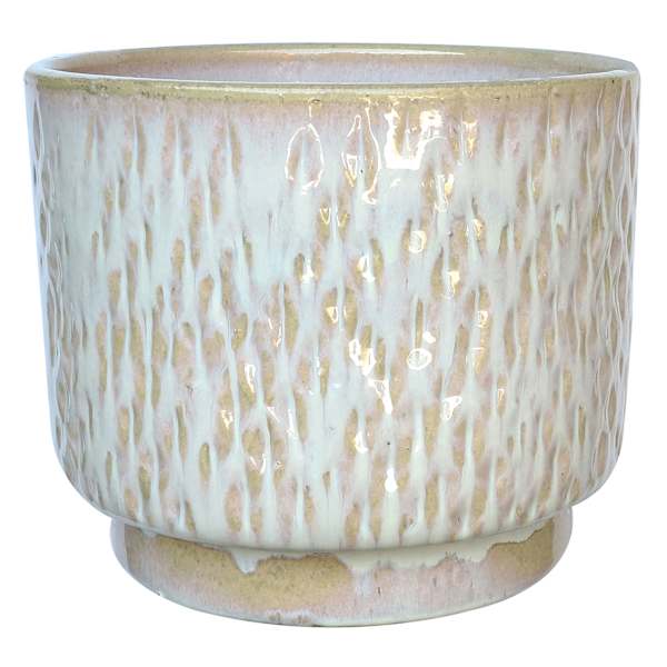White Dimpled Ceramic Outdoor Planter, Large