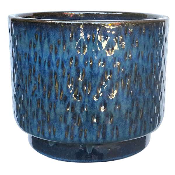 Navy Blue Dimpled Ceramic Outdoor Planter, Large