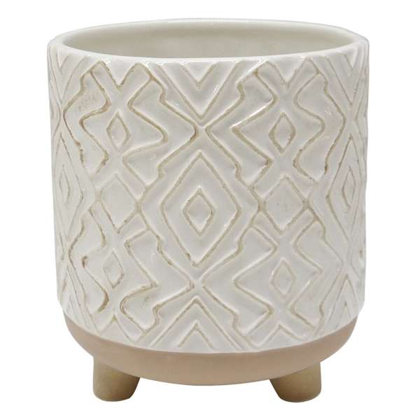 Tracey Boyd Indoor White Ceramic Footed Pot, Small