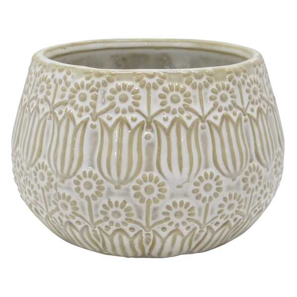 Honeybloom Indoor Natural Flower Pattern Pot, 5.4"