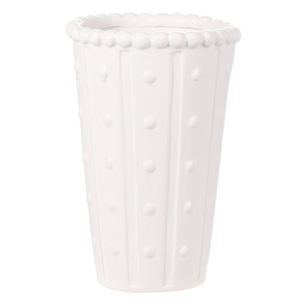 Willow Crossley White Ceramic Dot Vase, 12"