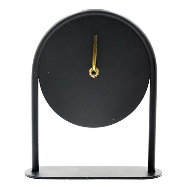 Crosby St. Black Metal Round Desk Clock, 8.8"