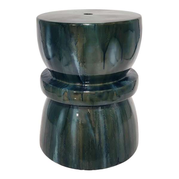 Found & Fable Green Ceramic Plant Stand, 17"