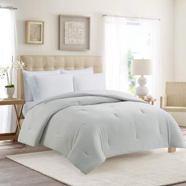 Grey Microfiber Comforter, Full/Queen