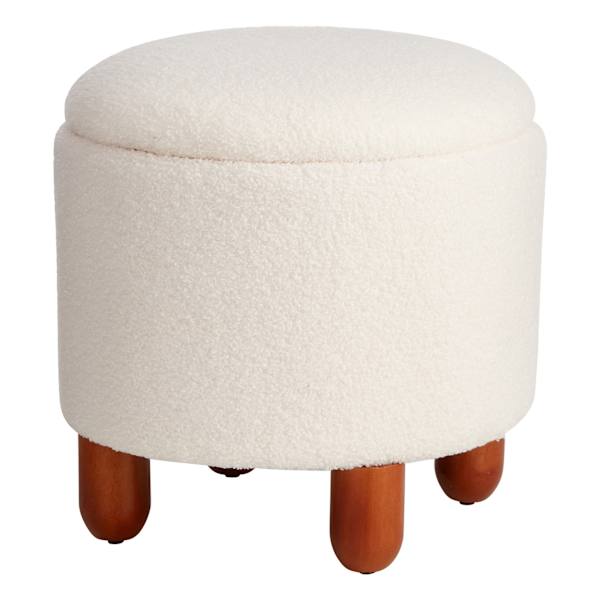 Crosby St. Shay Round Storage Ottoman, White