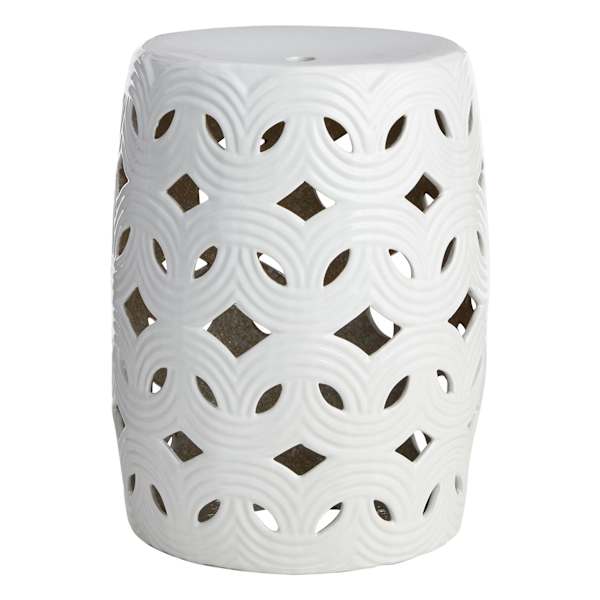 Providence White Ceramic Laser Cut Plant Stand, Large