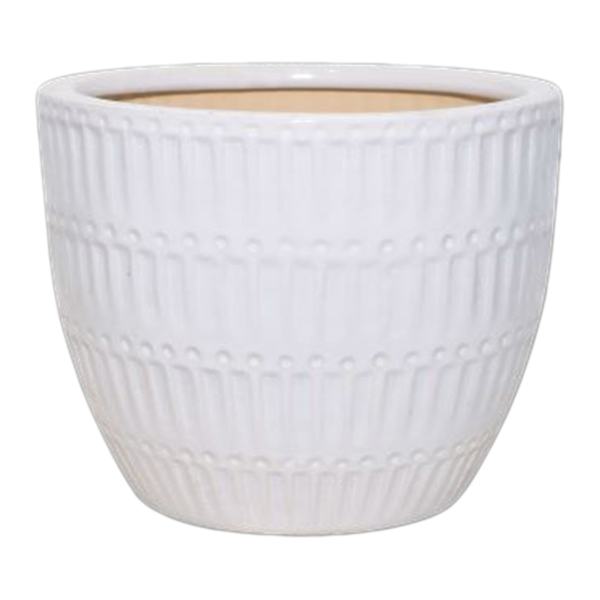 Found & Fable Indoor White Glazed Ceramic Nico Pot, 11.4"