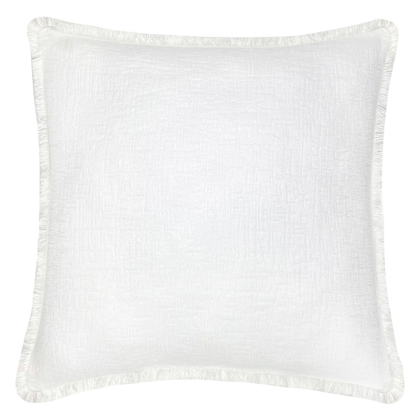Providence White Chenille Throw Pillow with Fringe, 18"