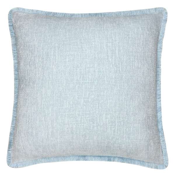 Providence Blue Chenille Throw Pillow with Fringe, 18"