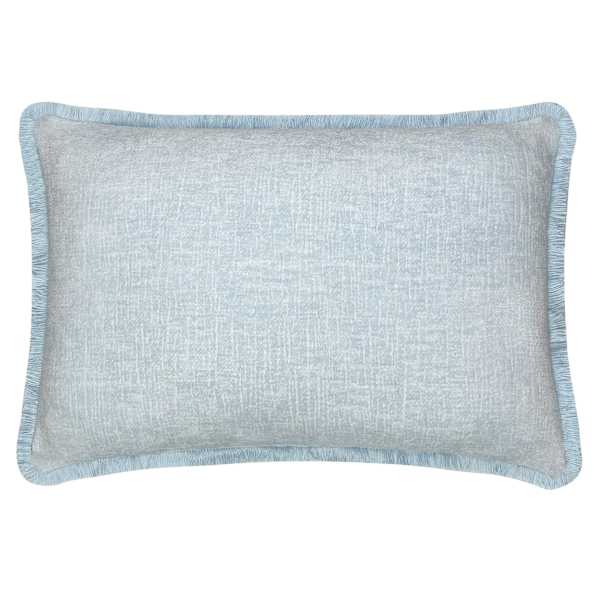 Providence Blue Chenille Throw Pillow with Fringe, 14x20