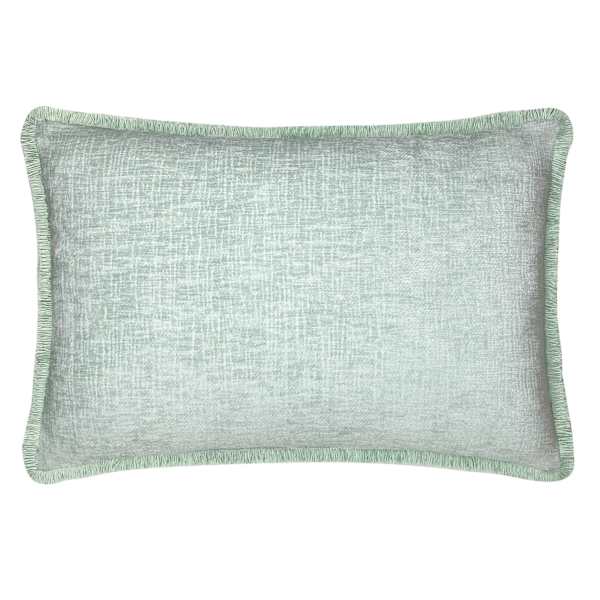 Providence Green Chenille Throw Pillow with Fringe, 14x20