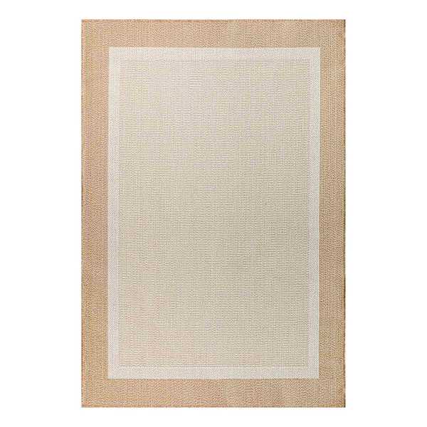 (E514) Fifer Tan Border Outdoor Area Rug, 5x7