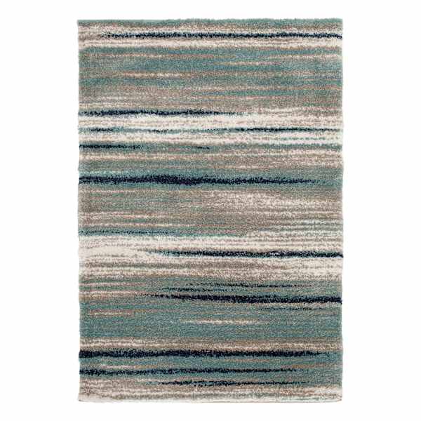 (C203) Tulsa Aqua & Navy Shag Area Rug, 5x7