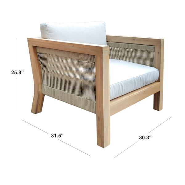 Park City Patio Blonde Acacia Wood Lounge Chair with Rope Accent