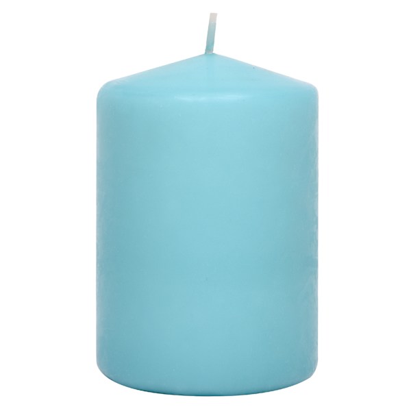 Aqua Unscented Overdip Pillar Candle, 3x4