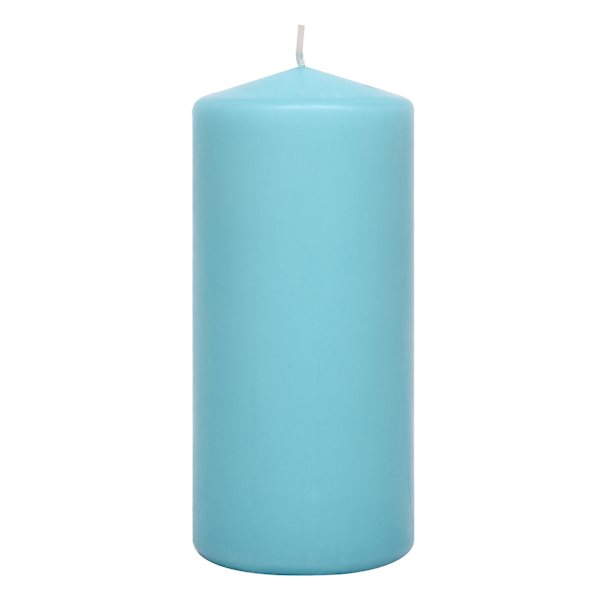 Aqua Unscented Overdip Pillar Candle, 3x6