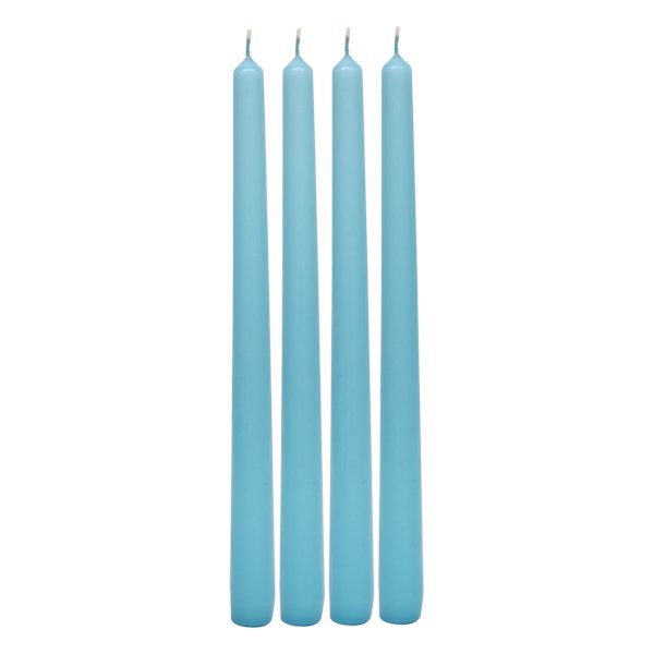 4-Pack Aqua Unscented Overdip Taper Candles, 10"