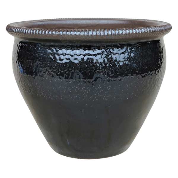 Smoky Mountain Black Ceramic Outdoor Planter, Extra Large
